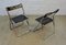 Chaises Vintage Industrielles avec Ceintures en Cuir, Set de 2 7