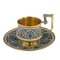 19th-Century Imperial Russian Solid Silver-Gilt & Enamel Cup On Saucer by Mikhail Timofeev 1