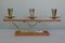 Art Deco Danish Silver & Teak Candle Holder with 3 Flames, 1960s 1