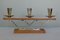 Art Deco Danish Silver & Teak Candle Holder with 3 Flames, 1960s, Image 1