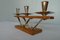 Art Deco Danish Silver & Teak Candle Holder with 3 Flames, 1960s 2