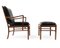 Mid-Century Colonial Lounge Chair and Ottoman by Ole Wanscher for Poul Jeppesens Møbelfabrik, Set of 2 12