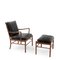 Mid-Century Colonial Lounge Chair and Ottoman by Ole Wanscher for Poul Jeppesens Møbelfabrik, Set of 2 1