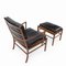 Mid-Century Colonial Lounge Chair and Ottoman by Ole Wanscher for Poul Jeppesens Møbelfabrik, Set of 2 7
