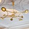 Large Solid Brass and Glass Jewel Flushmount Chandelier 5