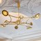 Large Solid Brass and Glass Jewel Flushmount Chandelier, Image 5