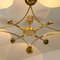 Large Solid Brass and Glass Jewel Flushmount Chandelier, Image 4