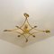 Large Solid Brass and Glass Jewel Flushmount Chandelier, Image 3