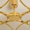 Large Solid Brass and Glass Jewel Flushmount Chandelier 8