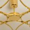 Large Solid Brass and Glass Jewel Flushmount Chandelier, Image 8