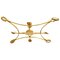 Large Solid Brass and Glass Jewel Flushmount Chandelier 1