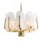 Large Glass Leaves Brass Chandelier by Carl Fagerlund for Orrefors, Set of 2 8