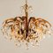 Crystal Glass Gilt Brass Chandelier from Palwa, 1960s, Set of 2 12