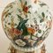 Large Polychrome Delft Flowers Hand Painted Table Lamp with Silk Shade, 1930s 9