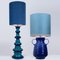 Große Lampe aus Keramik mit neuen Maßgeschneiderten Lampenschirmen aus Seide René Houben, 2er Set 15