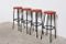 Belgian Red Top Bar Stools from Tubax, 1960s, Set of 4, Image 2