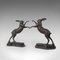 Vintage English Bronze Boxing Hare Figures or Bookends, 1960s, Set of 2 3