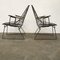 Black Wire Easy Chairs with Wooden Armrests, 1960s, Set of 2, Image 6