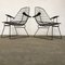 Black Wire Easy Chairs with Wooden Armrests, 1960s, Set of 2, Image 4