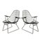 Black Wire Easy Chairs with Wooden Armrests, 1960s, Set of 2, Image 1