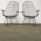 Black Wire Easy Chairs with Wooden Armrests, 1960s, Set of 2, Image 11