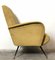 Italian Yellow Microvelvet Armchair with Brass Feet by Marco Zanuso, 1950s 5