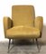 Italian Yellow Microvelvet Armchair with Brass Feet by Marco Zanuso, 1950s, Image 1