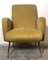 Italian Yellow Microvelvet Armchair with Brass Feet by Marco Zanuso, 1950s, Image 6