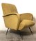 Italian Yellow Microvelvet Armchair with Brass Feet by Marco Zanuso, 1950s, Image 2