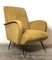 Italian Yellow Microvelvet Armchair with Brass Feet by Marco Zanuso, 1950s, Image 12