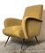 Italian Yellow Microvelvet Armchair with Brass Feet by Marco Zanuso, 1950s, Image 3