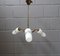 Mid-Century Brass, Teak and Glass Ceiling Lamp, Image 1