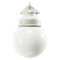 Lámpara colgante industrial vintage de porcelana blanca y vidrio lechoso, Imagen 1