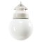 Vintage Industrial White Porcelain & Opaline Milk Glass Pendant Lamp 1