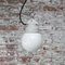 Lámpara colgante industrial vintage de porcelana blanca y vidrio lechoso, Imagen 5