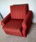 Vintage Armchair with Wheels in Red and Brown Fabric, 1970s 4