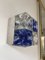 Italian Blue & Clear Glass and Stainless Steel Cube Sconces from Poliarte, 1970s, Set of 2 2