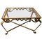 Hand-Hammered Gilt Iron and Glass Low Table by Pier Luigi Colli, Italy, 1950 1