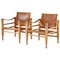 Scandinavian Safari Chairs in Cognac Leather by Børge Mogensen, Set of 2 1