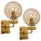 Gold-Plated Blown Glass Wall Lights in the style of Brotto, Set of 2 1