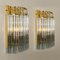 Murano Glass and Gilt Brass Sconces with Grey Stripes in the style of Venini, Set of 2 4