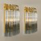 Murano Glass and Gilt Brass Sconces with Grey Stripes in the style of Venini, Set of 2, Image 4