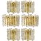 Large Modern Three-Tiered Brass Ice Glass Chandeliers by J.T. Kalmar, Set of 2 14