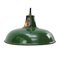 Lampe à Suspension Industrielle Vintage en Émail Vert 1