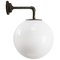 Vintage Industrial White Opaline Cast Iron Wall Light, Image 1