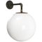 Vintage Industrial White Opaline Cast Iron Wall Light 2