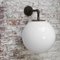 Vintage Industrial White Opaline Cast Iron Wall Light 3