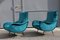 Italian Green Velvet Lounge Chairs, 1950s, Set of 2 1