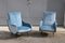 Metal, Brass and Velvet Lounge Chairs, 1950s, Set of 2 2