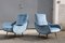 Metal, Brass and Velvet Lounge Chairs, 1950s, Set of 2 7